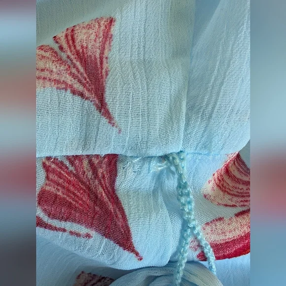 Banana Republic Sky Blue Midi Dress with Crimson Floral Accents - Picture 8 of 8